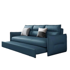 Faux leather sofa bed with hidden storage, with practical features for compact living spaces in another custom view