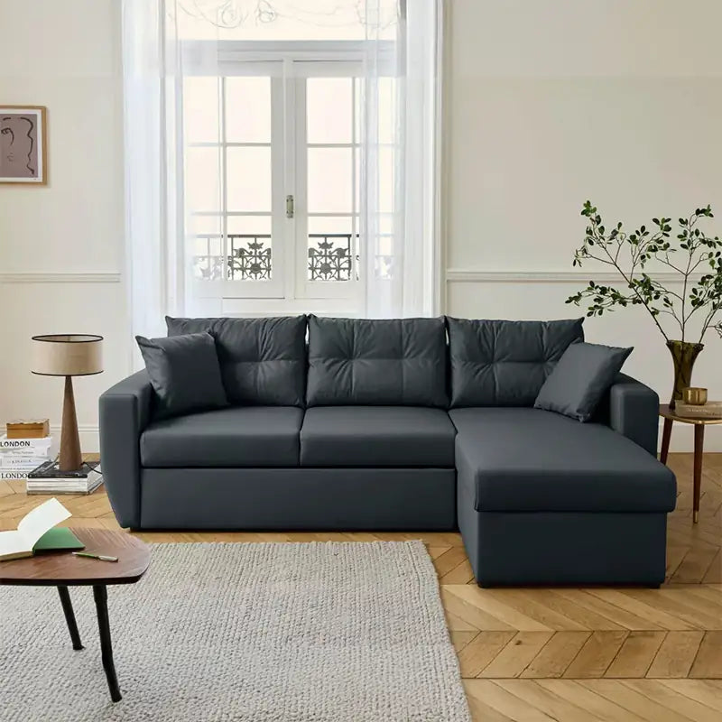 Convertible sofa bed with hidden corner storage, with supportive cushions for everyday comfort in another custom view