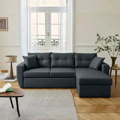 Convertible sofa bed with hidden corner storage, with supportive cushions for everyday comfort in another custom view