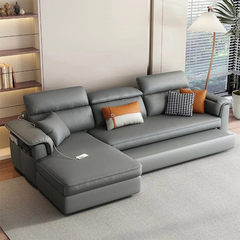 Pull out sofa bed couch with hidden storage, with supportive cushions for everyday comfort in another custom view