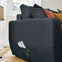 Convertible sofa bed with hidden corner storage, designed for relaxed seating and guest use in another custom view