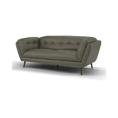 modern fabric sofa with rounded arms, soft cushions and slim raised legs — front angle showing the back support and arm shape
