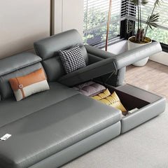 Pull out sofa bed couch with hidden storage, with a clean profile and custom finish options in another custom view