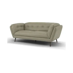 modern fabric sofa with rounded arms, soft cushions and slim raised legs — alternate angle showing the full depth and comfort