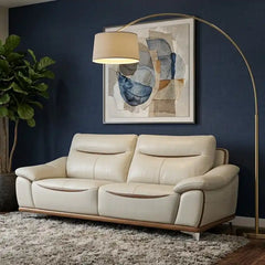 modern fabric sofa with supportive cushions, clean lines and balanced everyday comfort — front view in a bright living room
