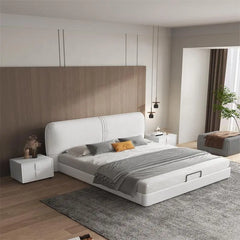 Soft blue bed and cot new bed design cushioned fabric platform bed