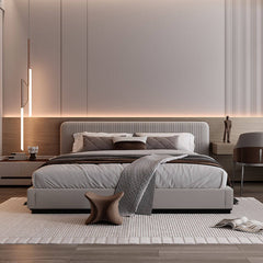Contemporary bed and cot new bed design padded beige upholstered frame image