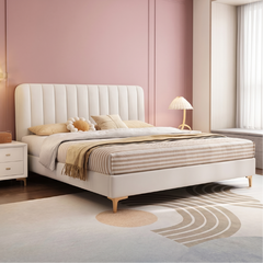 Master bedroom bed design upholstered bed frame with rounded edges