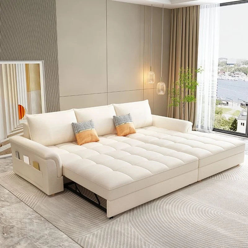 Couch sofa bed with hidden storage, with practical features for compact living spaces