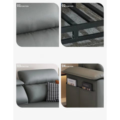 Pull out sofa bed couch with hidden storage, with easy conversion from seating to sleeping in another custom view