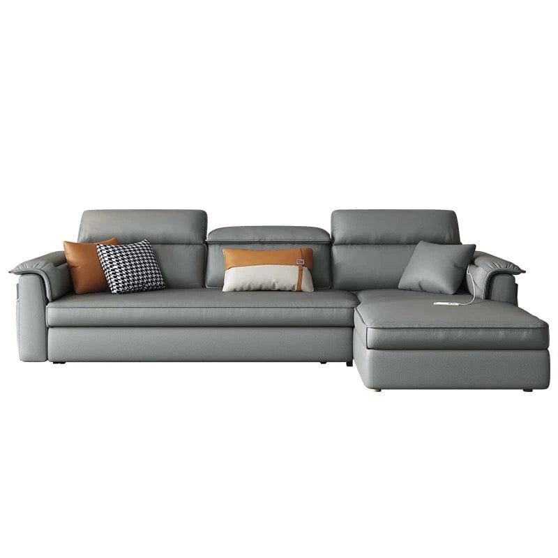 Pull out sofa bed couch with hidden storage, with custom colour and material choices in another custom view