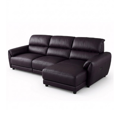 tan l shape sofa with deep cushions, supportive back panels and wide padded arms — front view in a bright living room