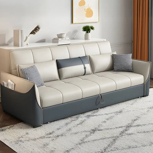 L shape sofa bed with hidden storage, with a pull-out sleeping area for overnight guests