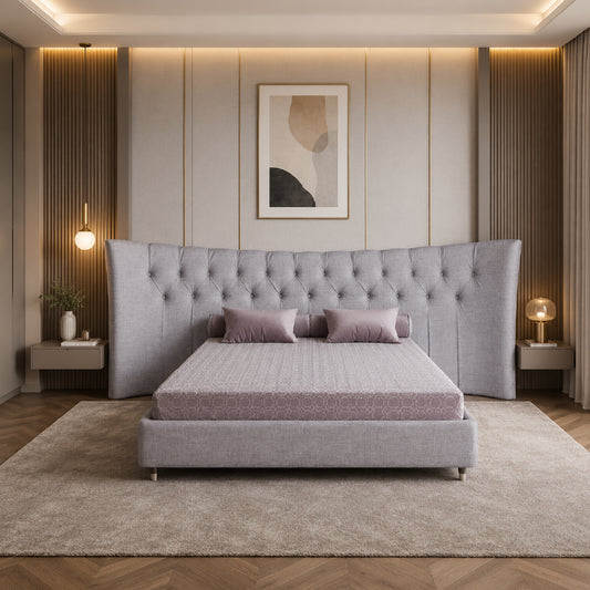 Oversized headboard modern style bed design new bed design with metallic legs