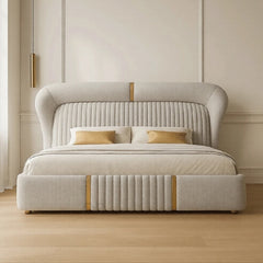 Low ribbed footboard, new bed design and master bedroom bed design, gold legs