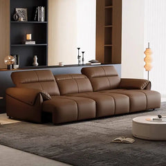 Pull out sofa bed with deep cushions, with practical features for compact living spaces