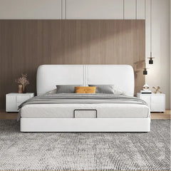 White upholstered master bedroom bed design bed online slatted base