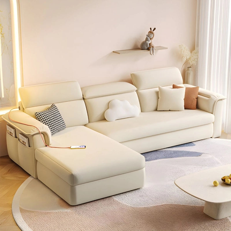 Pull out sofa bed couch with hidden storage, with practical features for compact living spaces