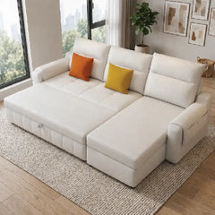 Sofa cum bed bed with wide cushioned arms, available in custom sizes, colours and materials