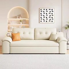 Convertible sofa bed with side shelves, available in custom sizes, colours and materials