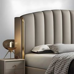 Plush upholstered bed and cot hydraulic bed cream channel tufted king bed frame