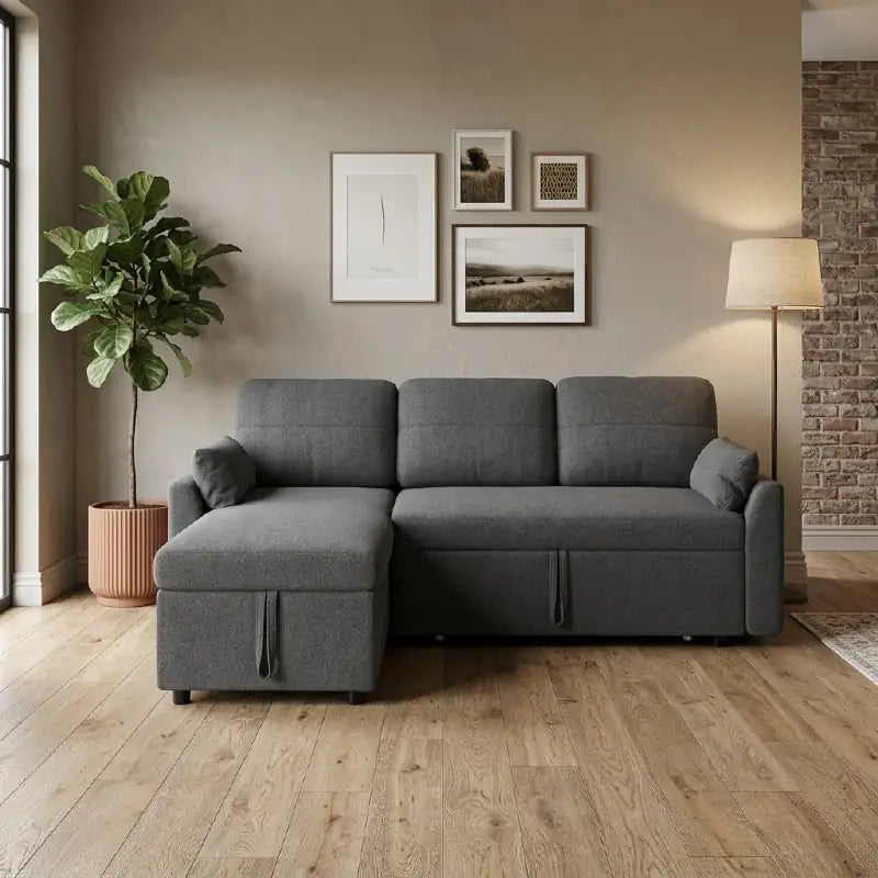 L shape sofa bed with side storage, with supportive cushions for everyday comfort
