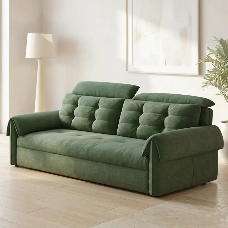 Couch with pull-out bed and soft cushions, with supportive cushions for everyday comfort