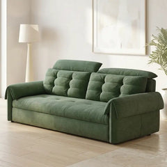 Couch with pull-out bed and soft cushions, with supportive cushions for everyday comfort