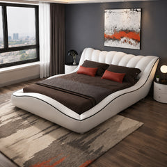 Scalloped channel tufted bed frame cot design with soft cushioned finish