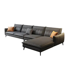 modern fabric sofa with supportive cushions, clean lines and a comfortable family friendly layout — wide room view showing...