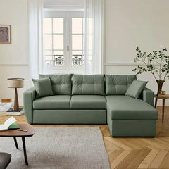 Convertible sofa bed with hidden corner storage, with supportive cushions for everyday comfort