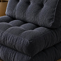 Folding sofa bed in soft ribbed fabric, with supportive cushions for everyday comfort