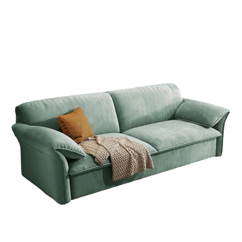 Pull-out sleeper sofa with a flat sleeping surface, with supportive cushions for everyday comfort