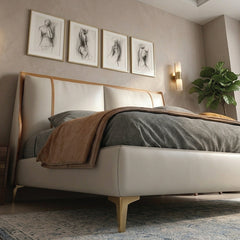 Minimal floating platform bed frame master bedroom bed design gold leg bed