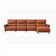 rich tan l shape sofa with smooth easy clean finish, supportive cushions and flexible layout — alternate angle showing the...