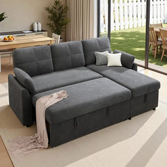 L shape sofa bed with side storage, designed for relaxed seating and guest use