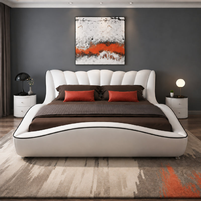 Plush upholstered cot design new bed design with curved side panels