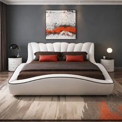 Plush upholstered cot design new bed design with curved side panels