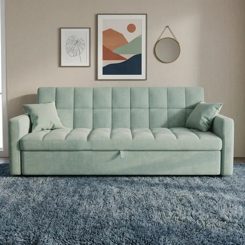 Convertible sofa bed with hidden side storage, with supportive cushions for everyday comfort