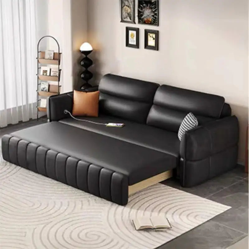 Pull out sofa bed with USB charging, designed for relaxed seating and guest use