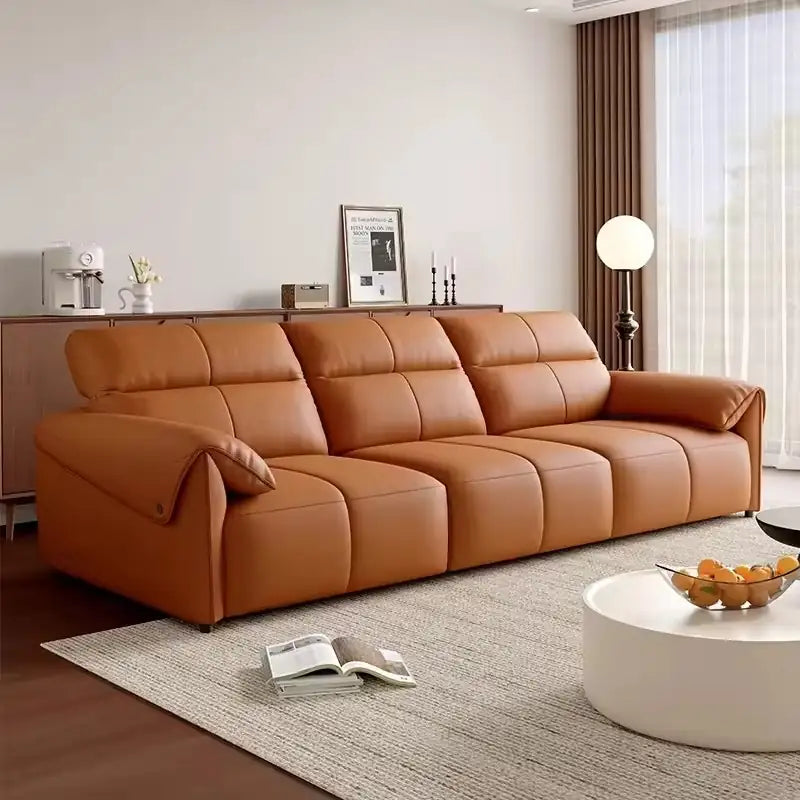 Pull out sofa bed with deep cushions, designed for relaxed seating and guest use