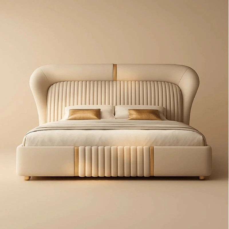 Bed cot with hydraulic bed storage, plush bed frame, modern