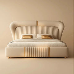 Bed cot with hydraulic bed storage, plush bed frame, modern