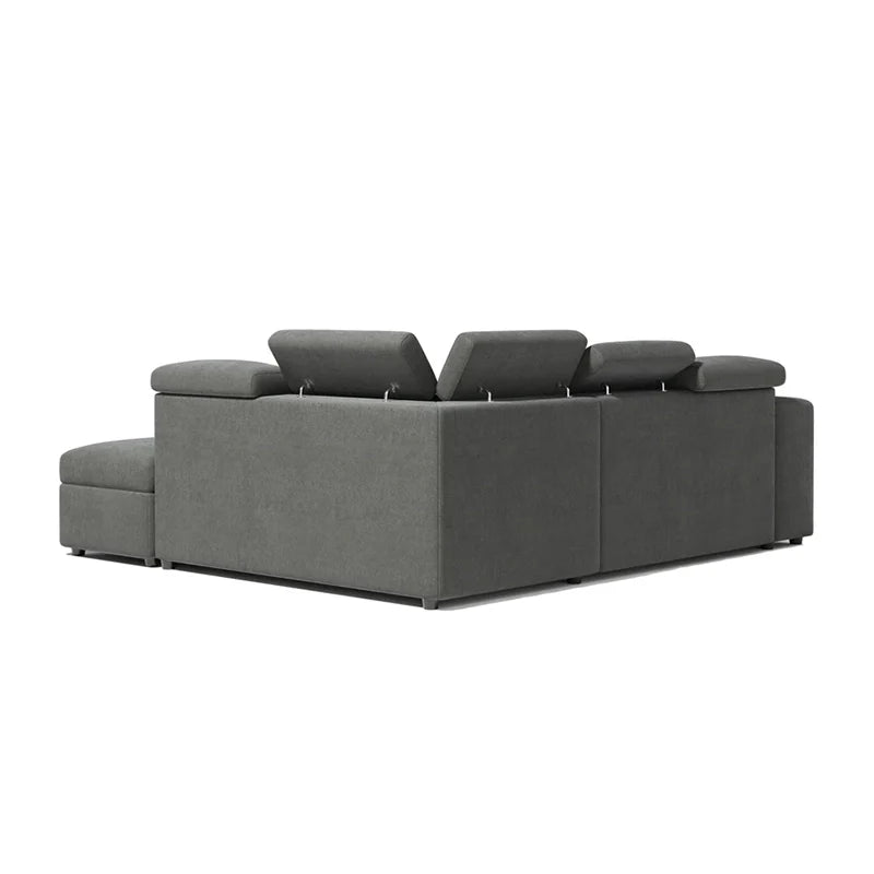 Sofa bed with storage and nested stools, with custom colour and material choices