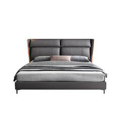 Dark grey upholstered frame with metal legs modern bed design bed frame charcoal finish