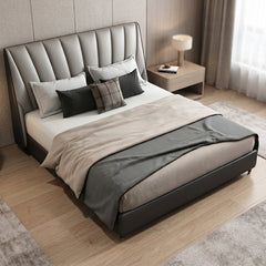 Low black footboard, modern style bed design and new bed design, upholstered bed