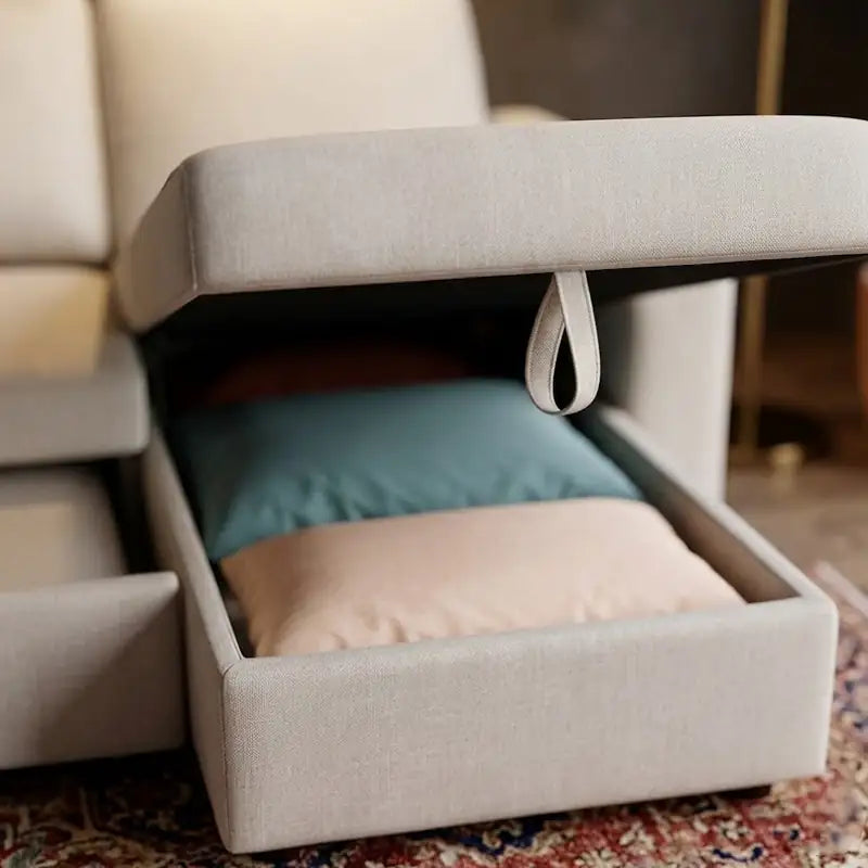 Pull out sofa bed with storage and USB charging, with a clean profile and custom finish options