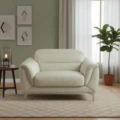 modern l shape sofa with high back cushions, soft rounded arms and slim raised legs — alternate angle showing the full dep...