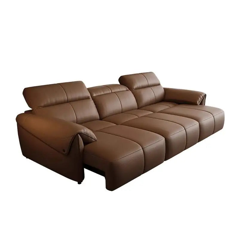 Pull out sofa bed with deep cushions, with a clean profile and custom finish options