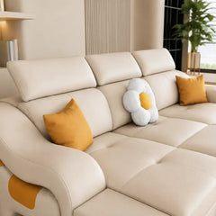 Sleeper sofa with side console and pull-out stool, with a clean profile and custom finish options